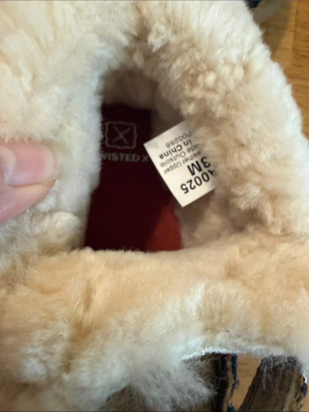 Twisted X Kids Moccasin-Style Slippers in Tan and Cream with Black Trim